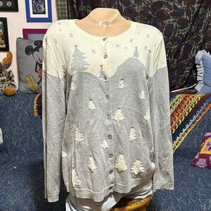 Talbots Petite XL Winter Wonderland Cardigan- Sparkle and Shine - Cashmere Blend